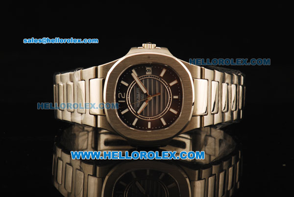 Patek Philippe Nautilus Swiss Quartz Movement Full Steel with White Markers - Click Image to Close